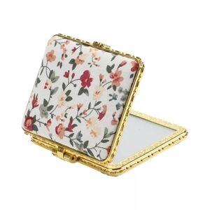 Compact Mirror White Floral Rectangular